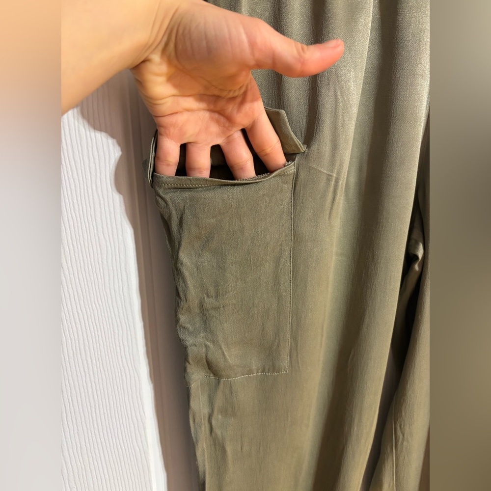 Esqualo Khaki Cargo Soft Comfy Elastic Waistband Pockets Jogger Pants Size 10 - Picture 4 of 9